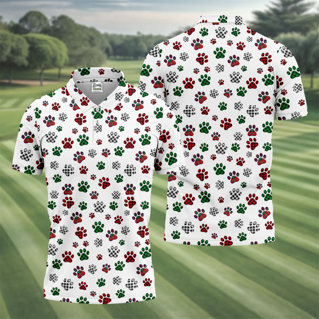 A Heartbeat At My Feet Paw Print Polo Shirt Dog Lover Gift Unique Gift For Golfer Polo Shirts For Men