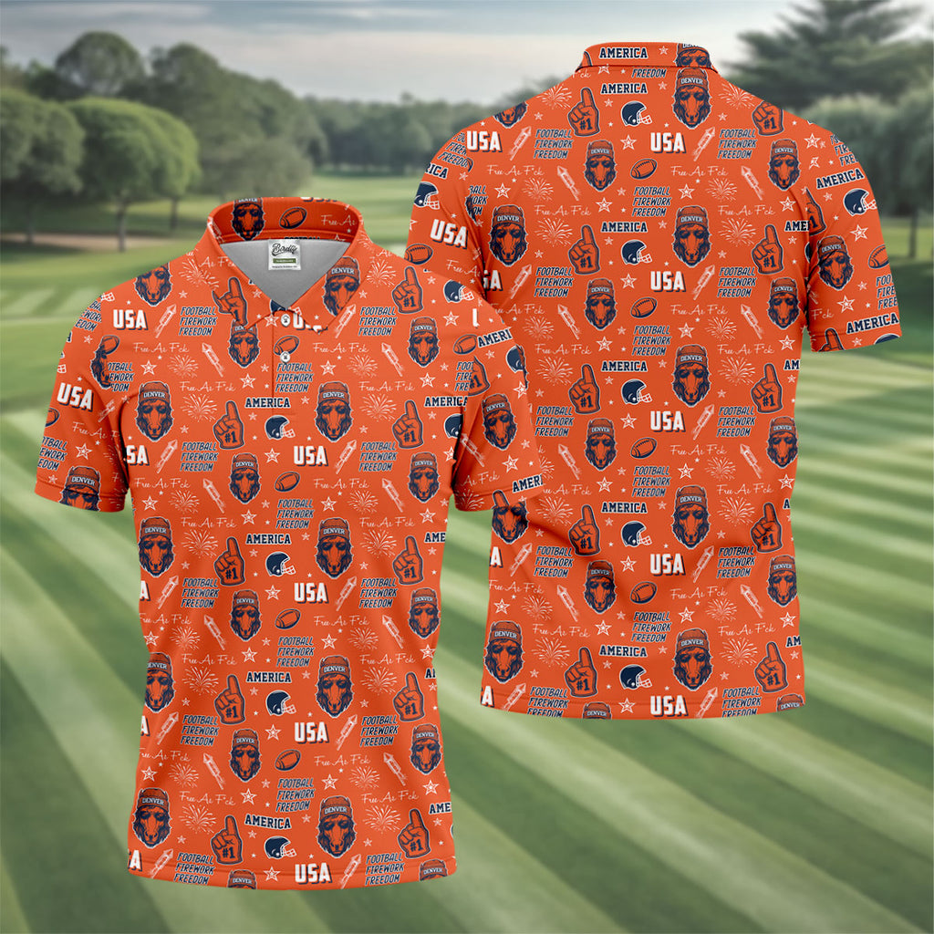 White Horse's Head Orange And Navy Sport Polo, American Football League Gift Ideas For Football Fans