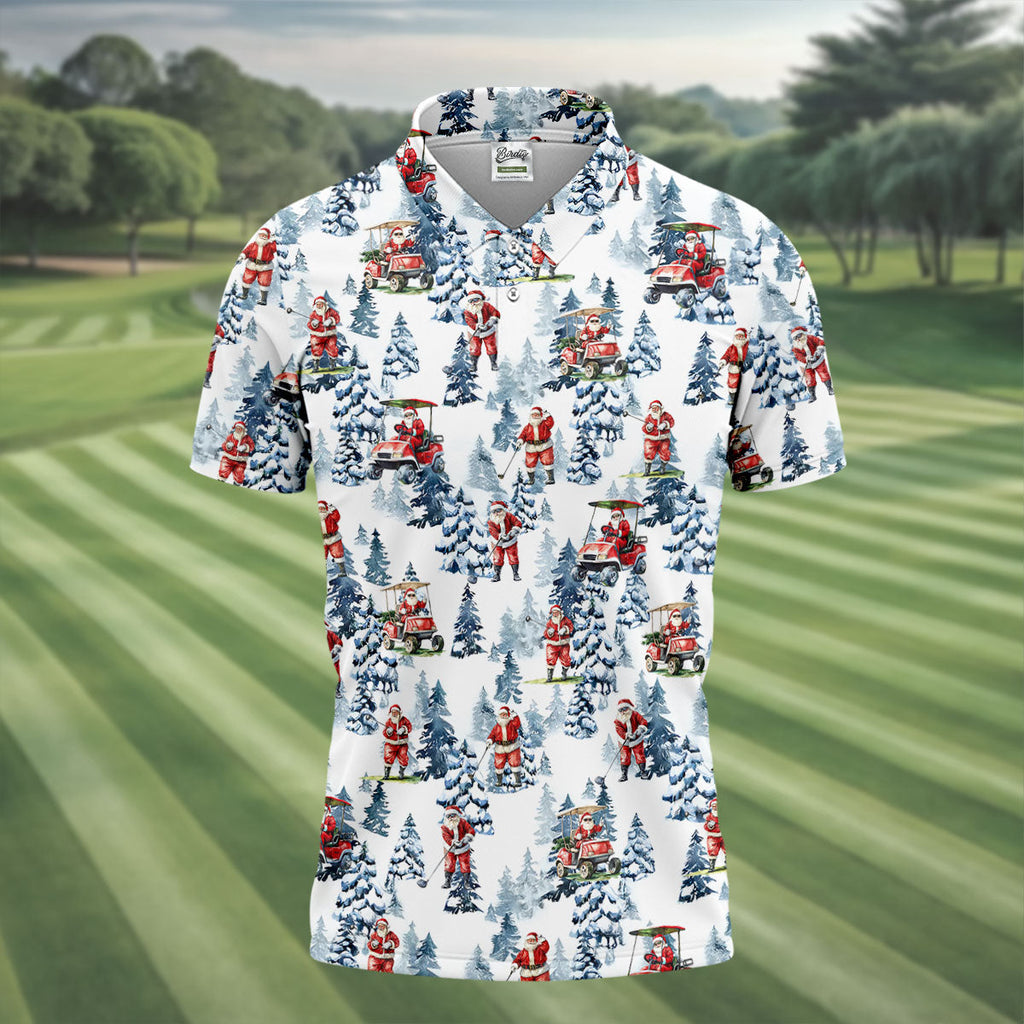 Santa Golfing Polo Shirt, Fun Golf Shirts For Men, Christmas Golf Shirt, Golf Lover Xmas Gift