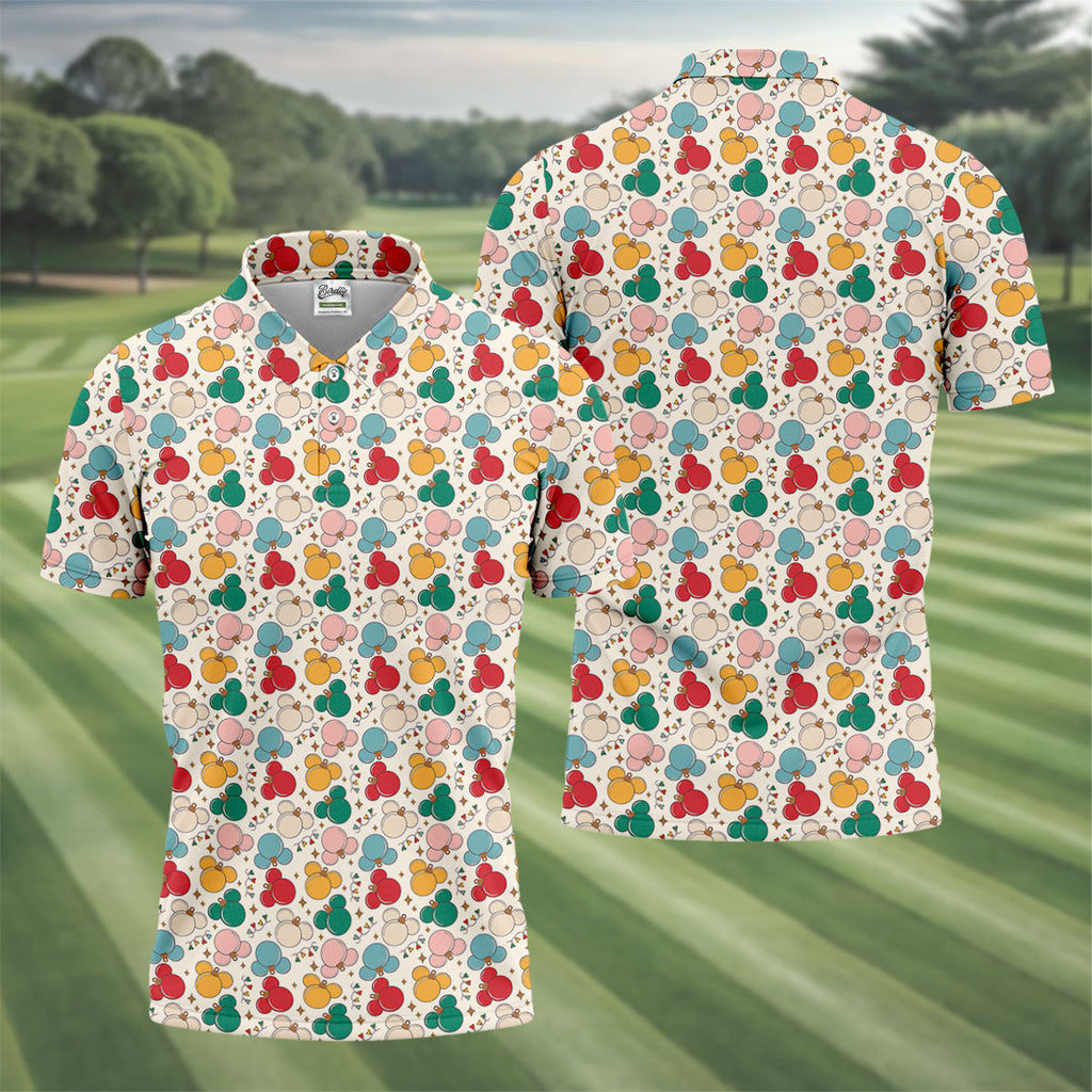 Colorful Christmas Fun Men's Golf Polos, Gifts For Golf Lovers, Polo Shirts For Men, Christmas Golf Shirt