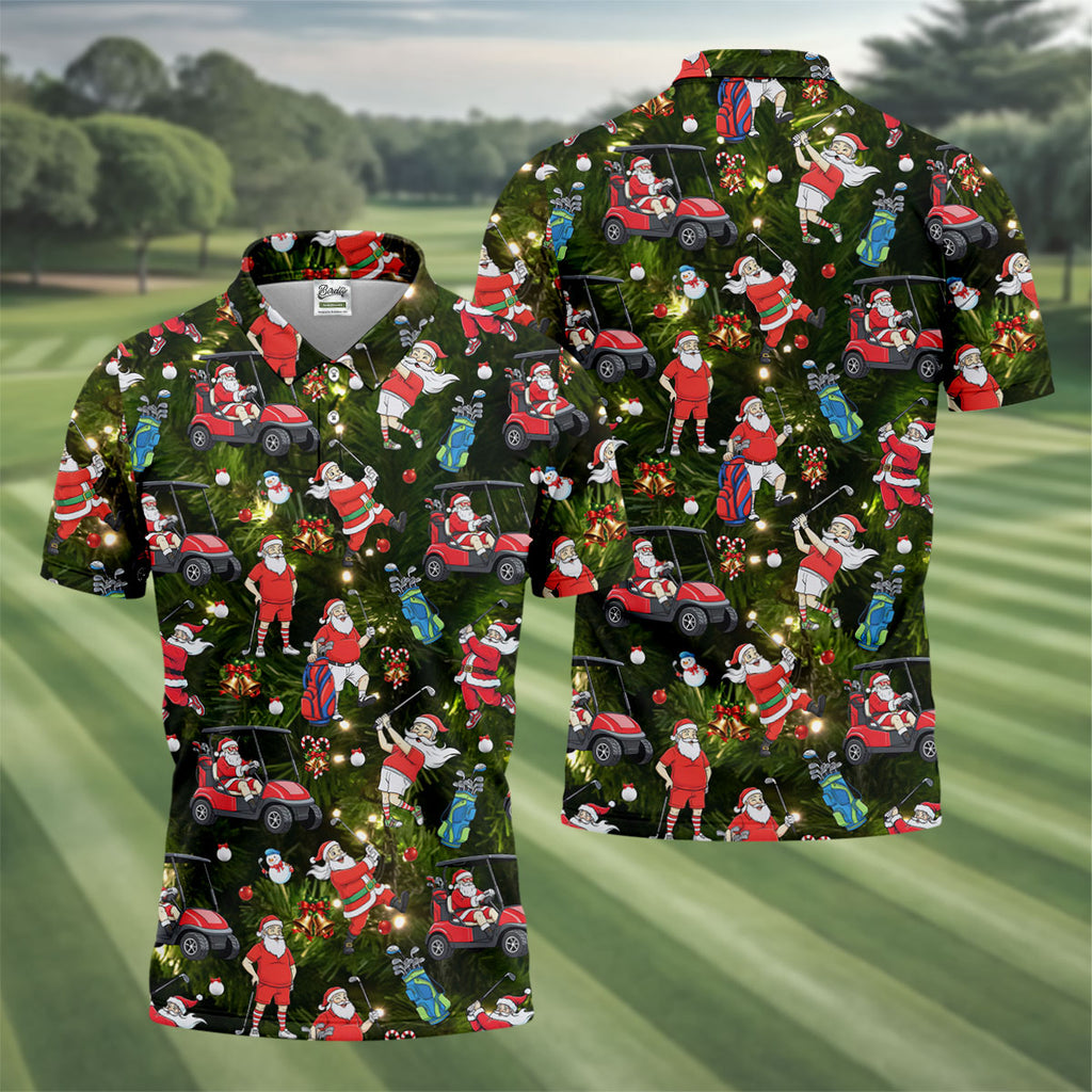 Funny Santa Claus Golf Pose Golf Tops For Men, Polo ShirtFor Men, Christmas Golf Shirt, Mens Golf Gift