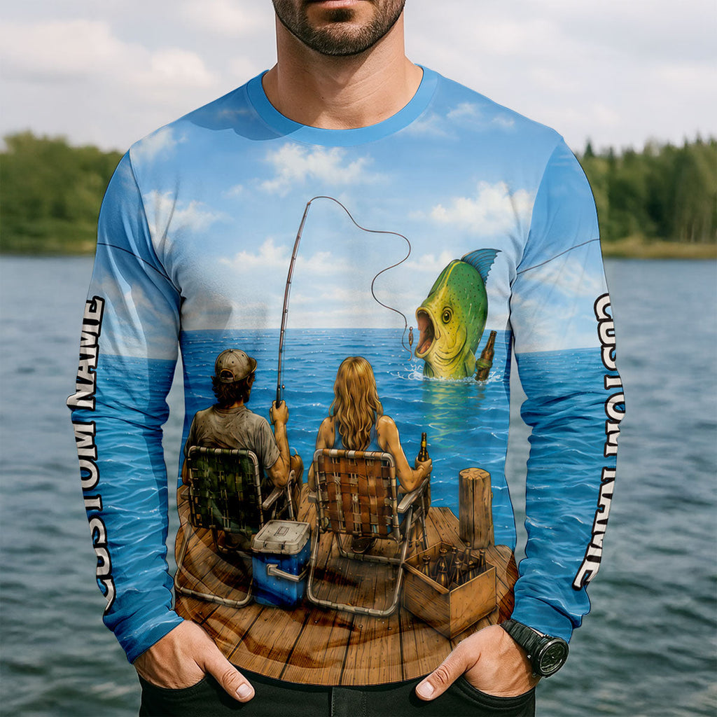 A Fish So Nice You Say It Twice Mahi Mahi UPF Shirt, Mens Fishing Shirt, Fishing Shirt