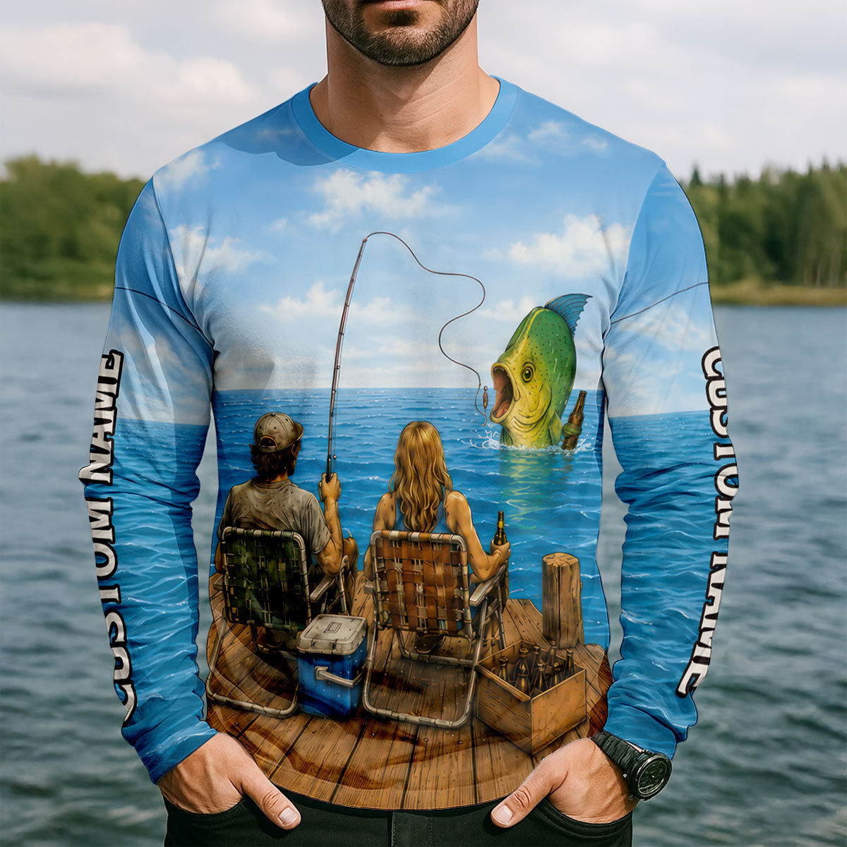 A Fish So Nice You Say It Twice Mahi Mahi UPF Shirt, Mens Fishing Shirt, Fishing Shirt