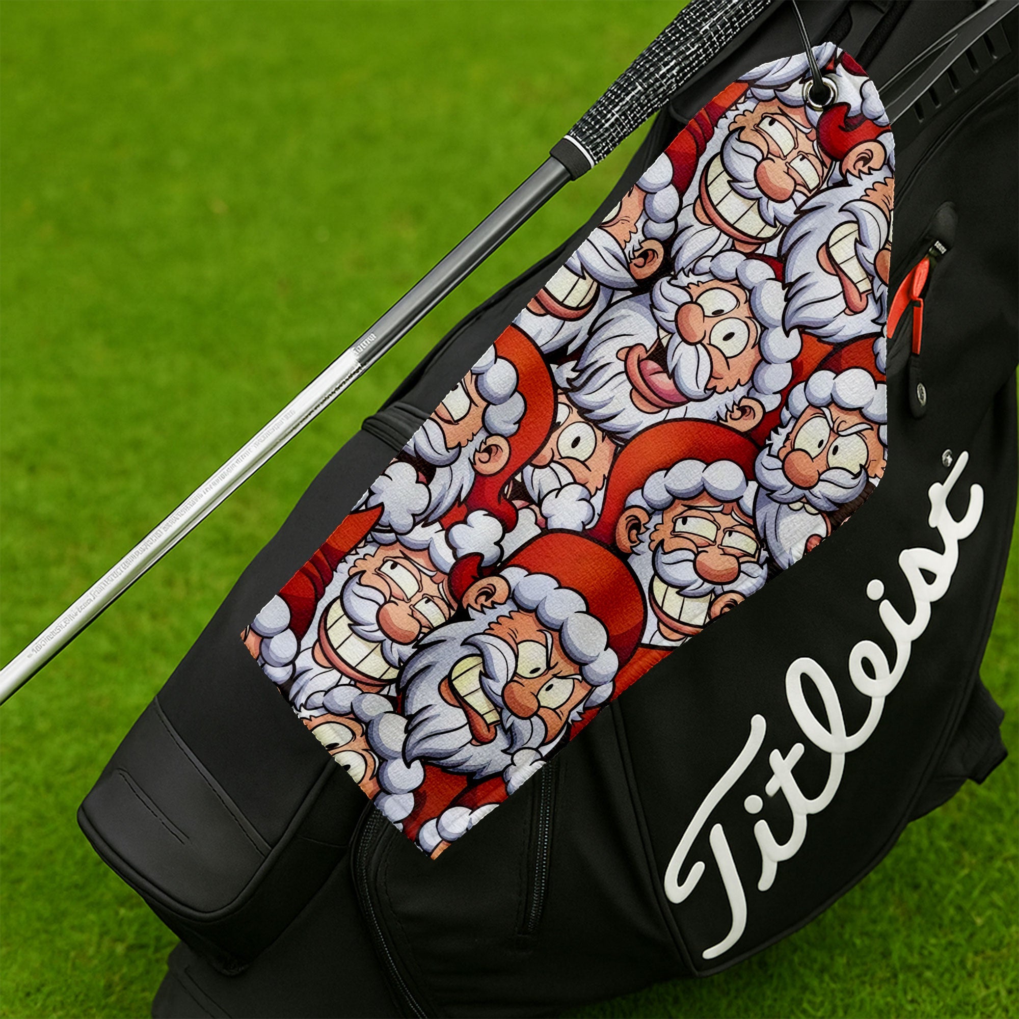 Santa Claus Face Funny Golf Towels, Golf Gift Ideas, Golfing Accessories, Christmas Golf Gift