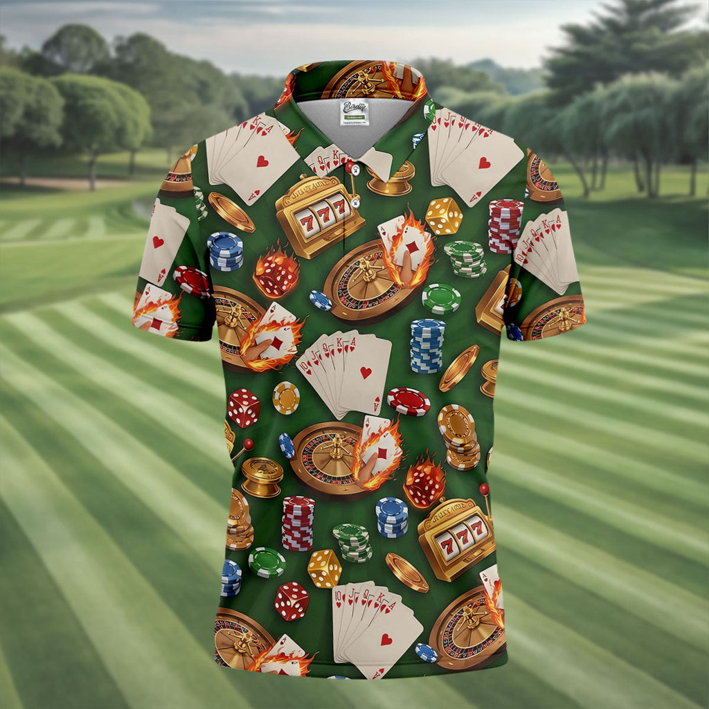 Casino Gambling Poker Golf Tops For Men, Golf Shirts For Men, Polo Shirts For Men, Golfing Apparel