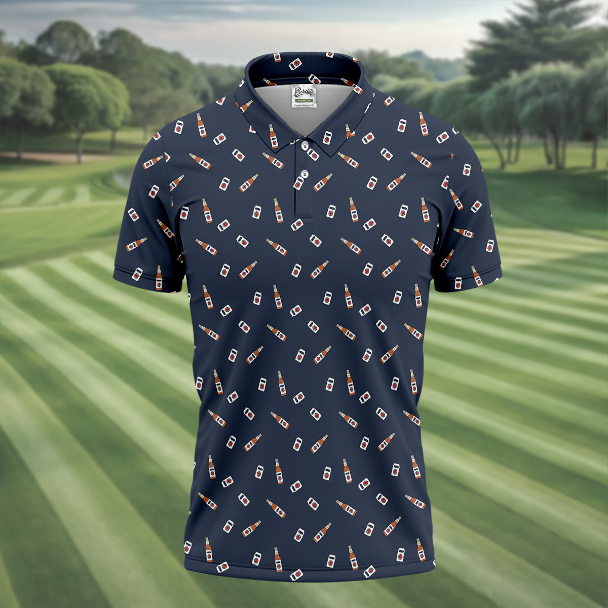 Golf And Beer Navy Golf Shirt, Men's Funny Golf Shirts, Golf Tops For Men, Golf Shirts For Men