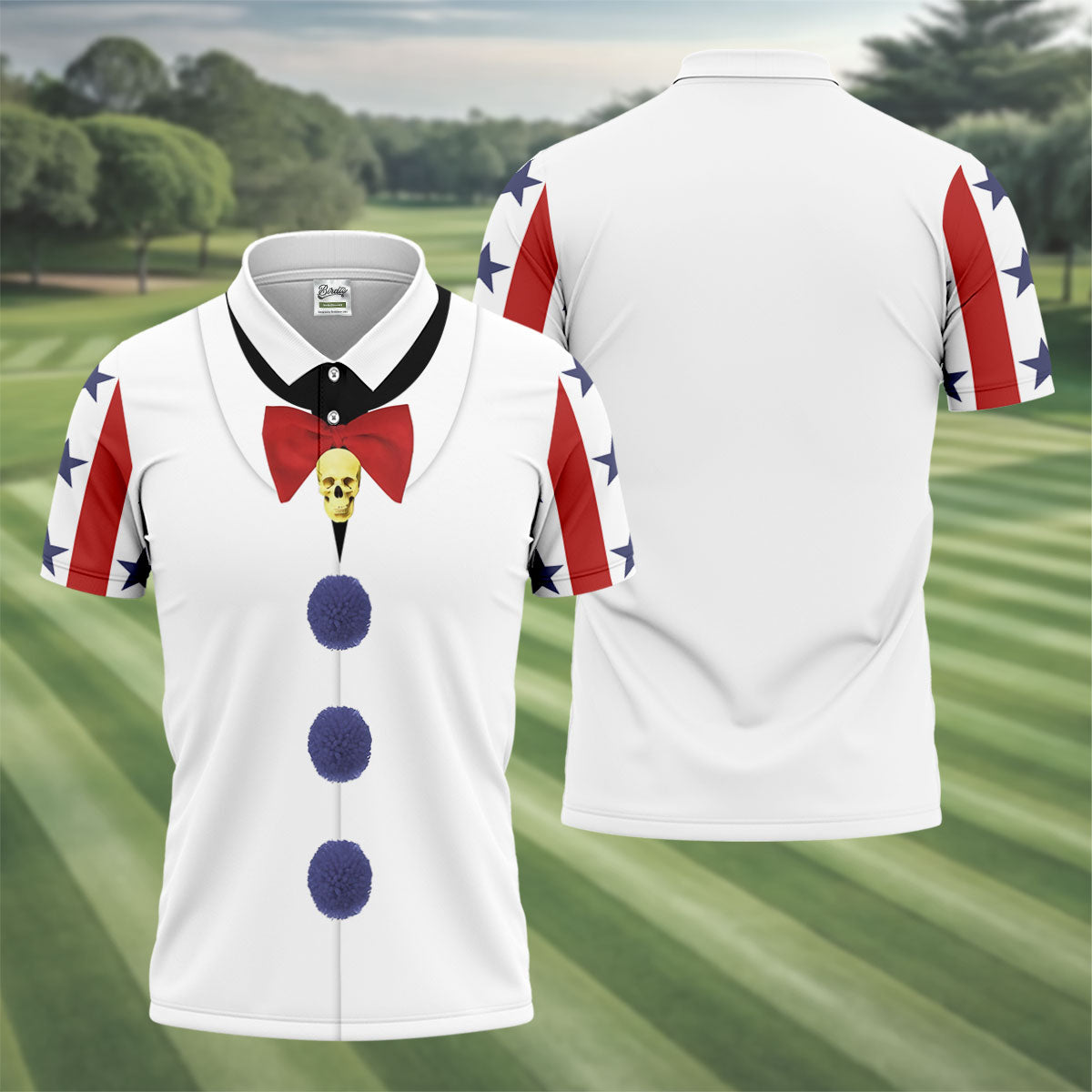 Creepy Clown Horror Cosplay Fun Golf Shirts For Men, Funny Halloween Polo Shirts For Men, Cool Golf Gift
