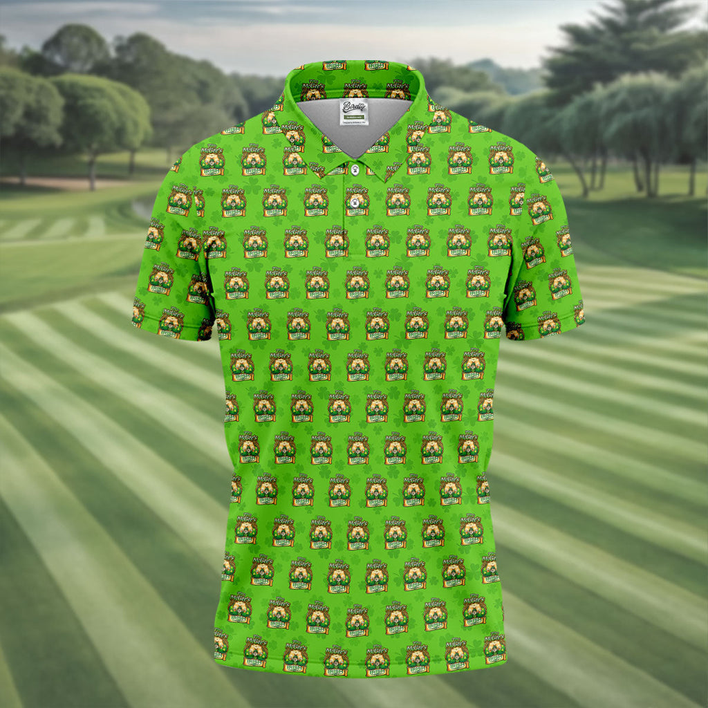 Green St Patrick's Day Funny Adult Shamrock Golf Shirt, Polo Shirts For Men, Golf Shirts For Men
