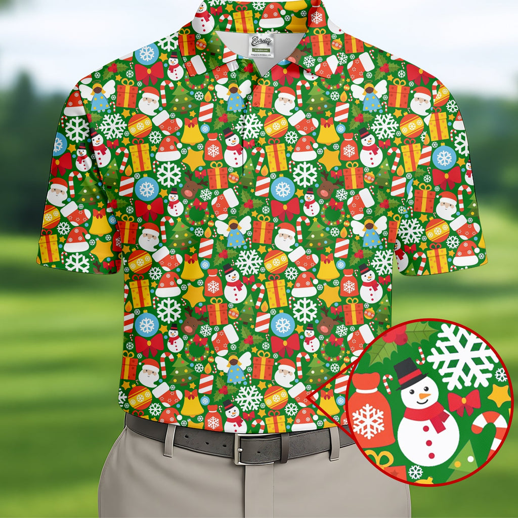 Festive Christmas Green Golf Shirt, Christmas Golf Shirt, Polo Shirts For Men, Golf Gift For Men, Golfing Apparel