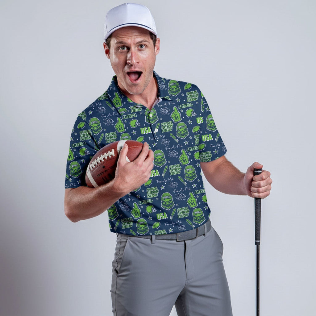 Osprey Head Sea Hawk Navy Green Sport Polo, American Football League Gift Ideas For Football Fans