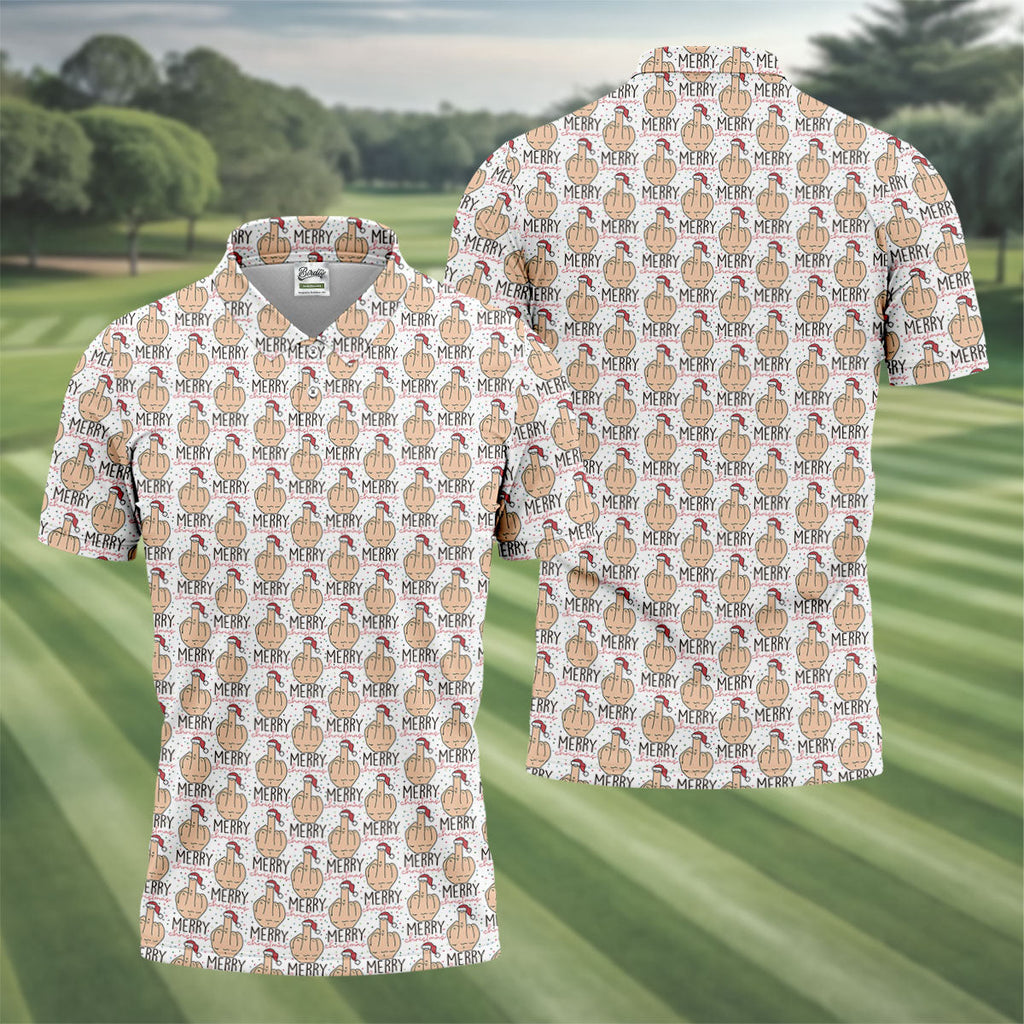 Funny Santa Dirty Finger Merry Christmas Golf Tops For Men, Christmas Golf Shirt, Golf Gift For Men