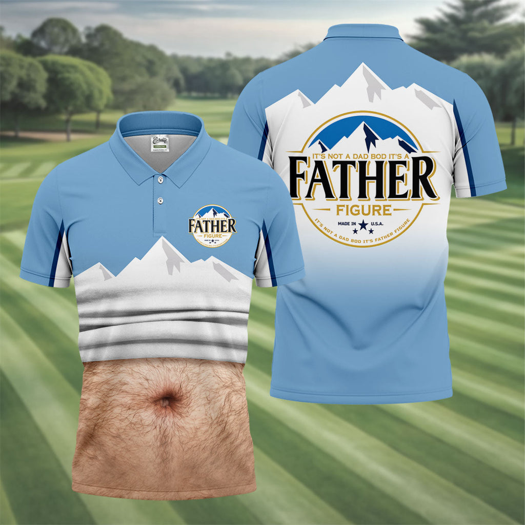 It's Not A Dad Bod It's A Father Figure Men's Funny Golf Polo Shirts, Father's Day Golf Shirt, Golf Gift For Dad
