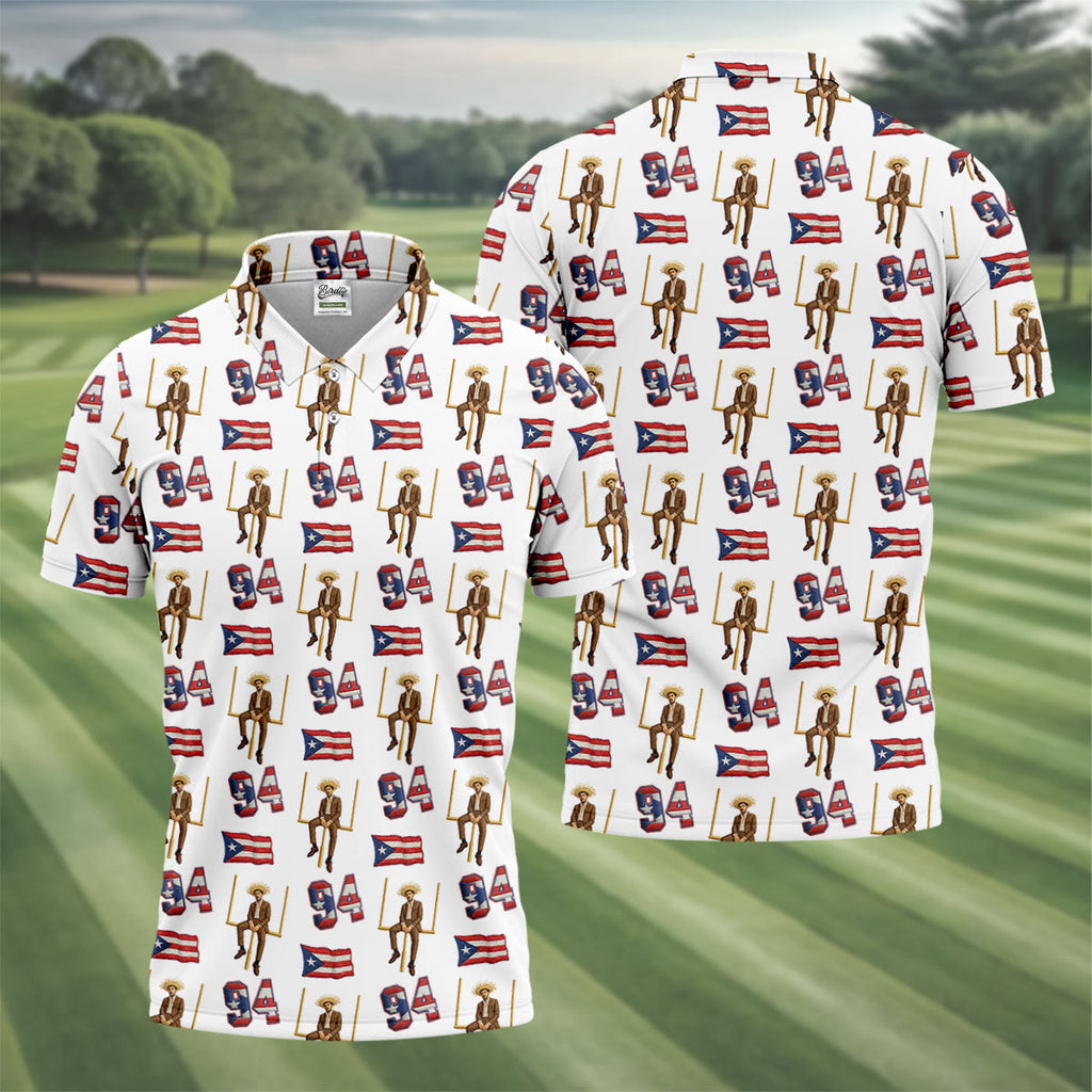 Bad Bunny Benito Bowl Football Theme White Men Polo, American Football League Gift Ideas For Football Fans
