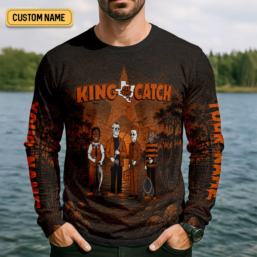 King Of The Catch Horror Character Fishing UPF Shirt, Mens Fishing Shirts, Halloween Fishing Shirt