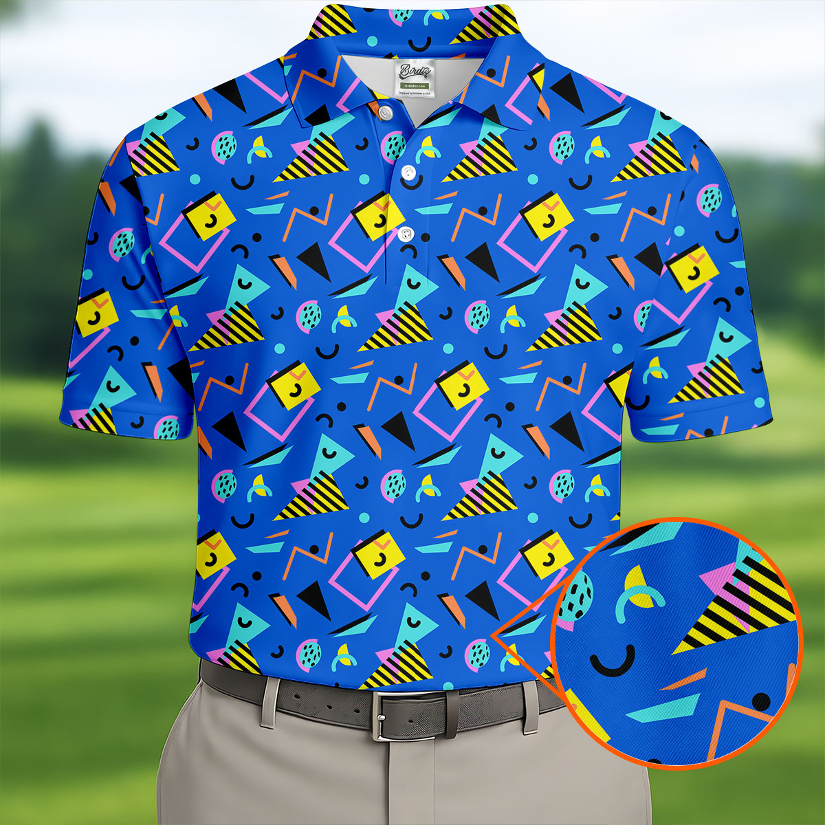 Playful Geometric Memphis Style Golf Tops For Men, Polo Shirts For Men, Golf Shirts For Men