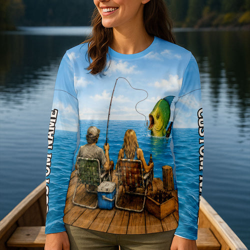 A Fish So Nice You Say It Twice Mahi Mahi UPF Shirt, Womens Fishing Shirt, Ladies Fishing Shirt