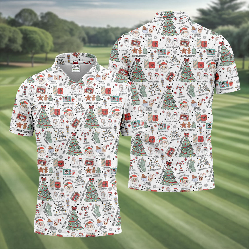 Tis The Season Santa Claus White Men's Golf Polo Shirts, Christmas Golf Shirt, Polo Shirts For Men