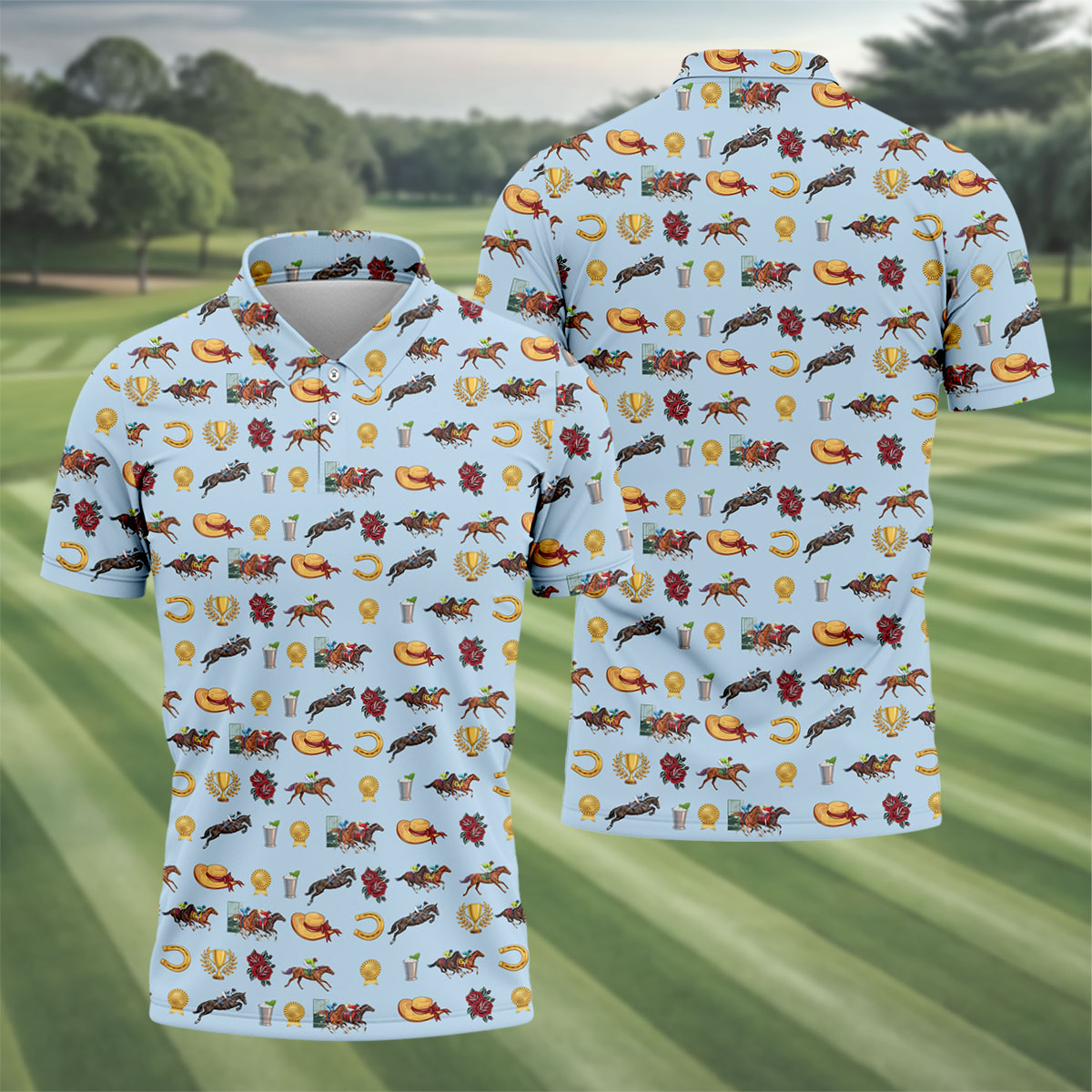 Run For The Roses Horse Ride Racing Golf Tops For Men, Golf Shirts For Men, Polo Shirts For Men