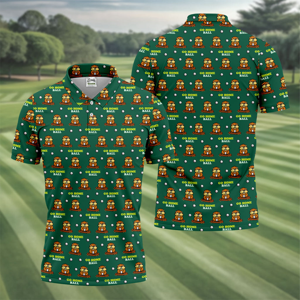 Go Home Ball Funny Groundhog Men's Golf Polo Shirts, Golf Shirts For Men, Polo Shirts For Men