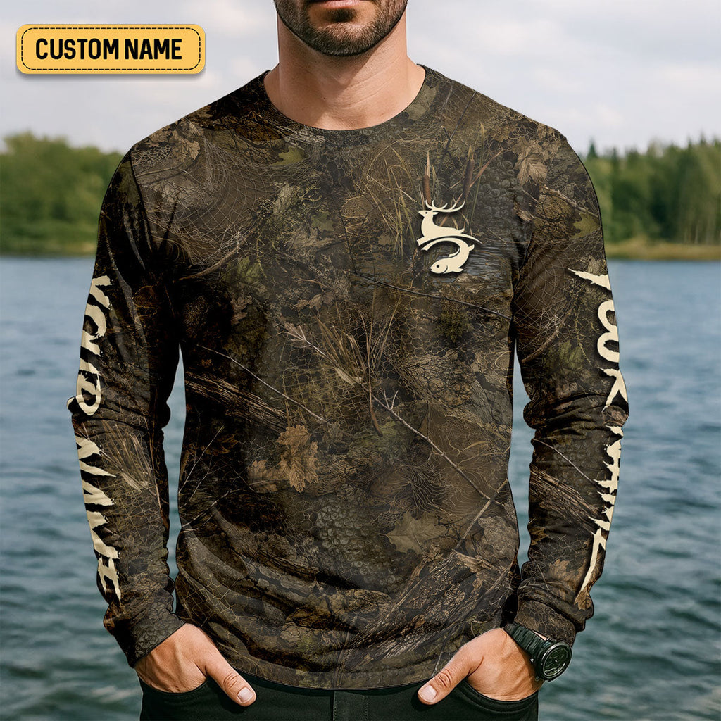 Rod In One Hand Rifle In The Other Fishing UPF Shirt, Fishing Shirts For Men, Hunting Shirt