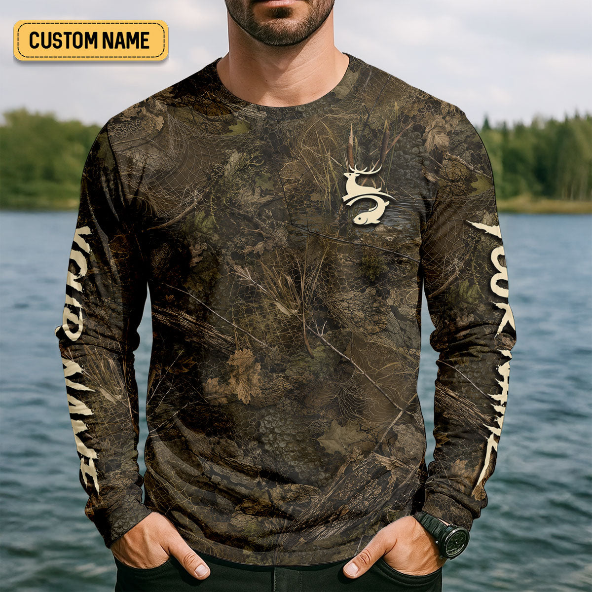 Rod In One Hand Rifle In The Other Fishing UPF Shirt, Fishing Shirts For Men, Hunting Shirt