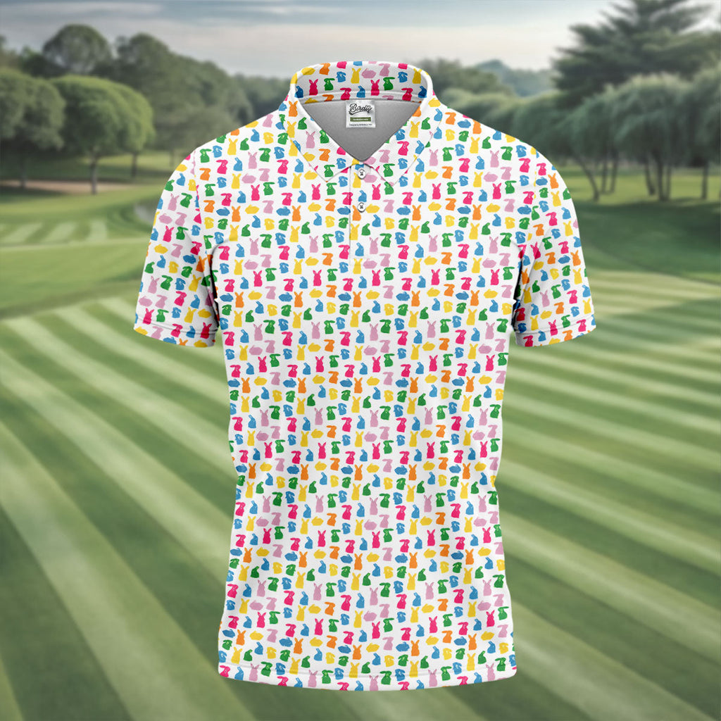 Bunny Hops Seamless Pattern Easter Golf Shirt, Golf Shirts For Men, Men's Funny Golf Shirts, Polo Shirts For Men