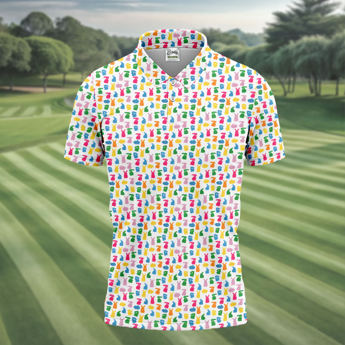 Bunny Hops Seamless Pattern Easter Golf Shirt, Golf Shirts For Men, Men's Funny Golf Shirts, Polo Shirts For Men