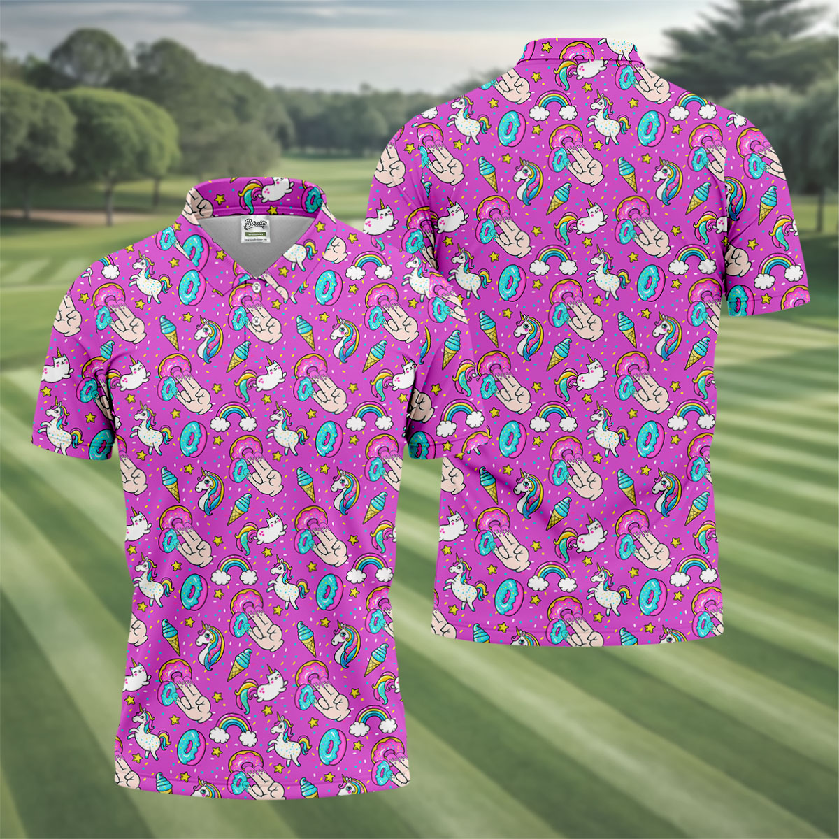 Funny Donut Fingers Pink Adult Humor Mens Golf Shirts, Polo Shirts For Men, Valentines Golf Gift
