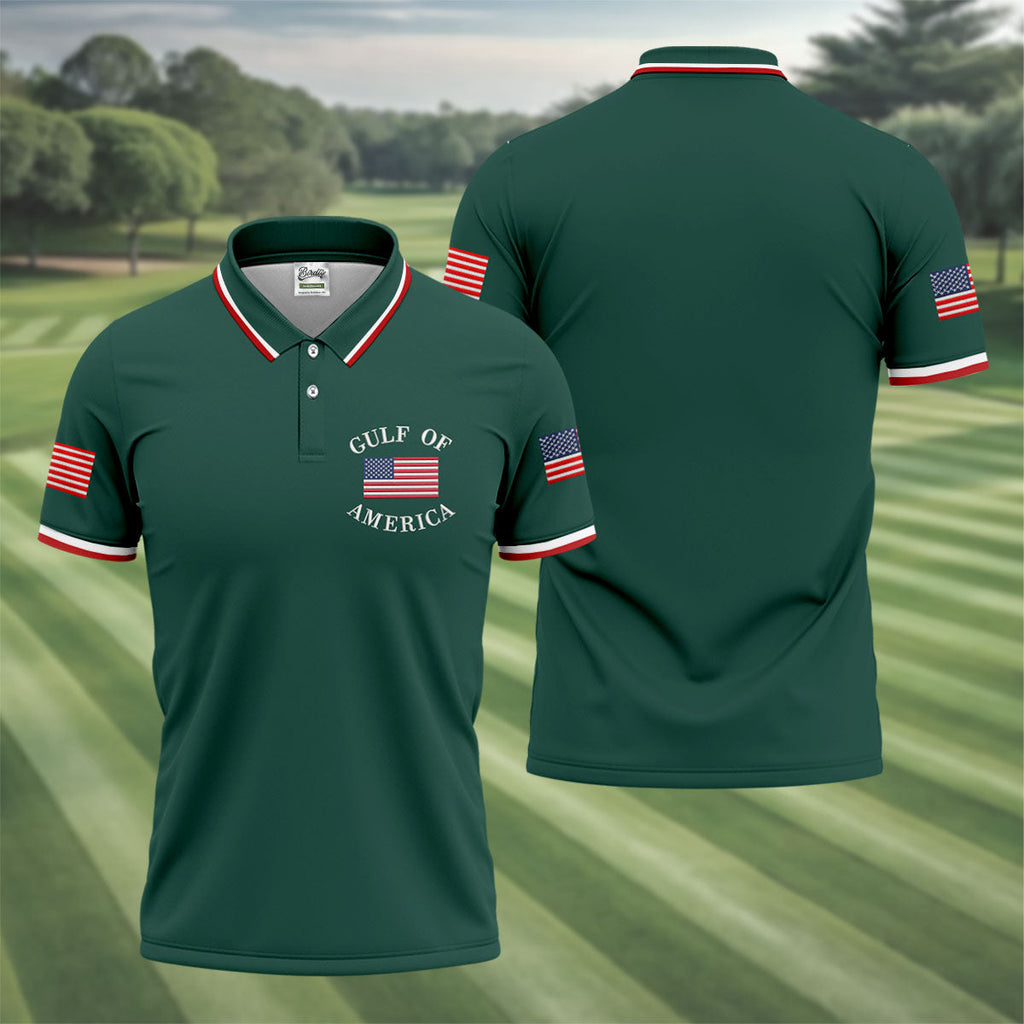 Gulf Of America Patriotic Golf Shirt, 4th Of July Golf Shirt, 250 Years Polo Shirts For Men