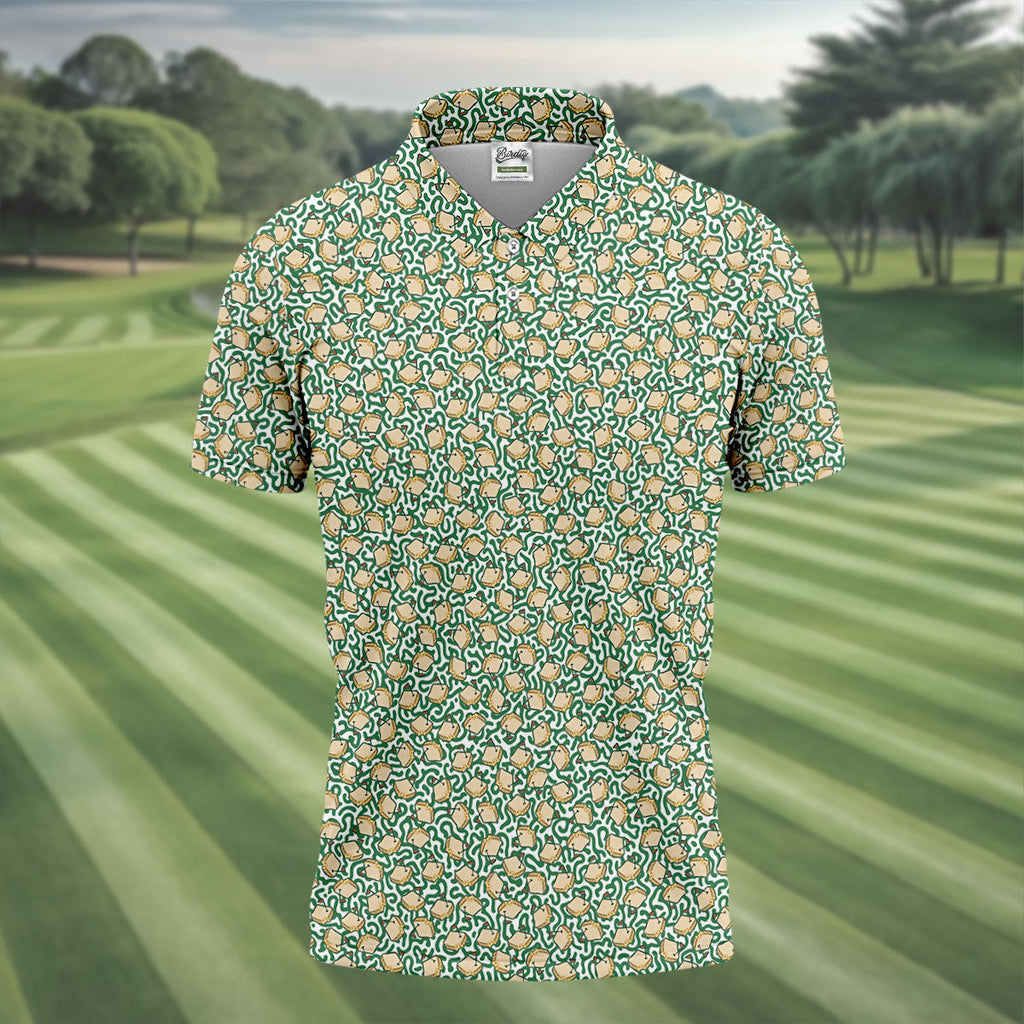 Sandwich Golf Course Seamless Pattern Performance Golf Shirt, Golf Tops For Men, Golf Shirts For Men