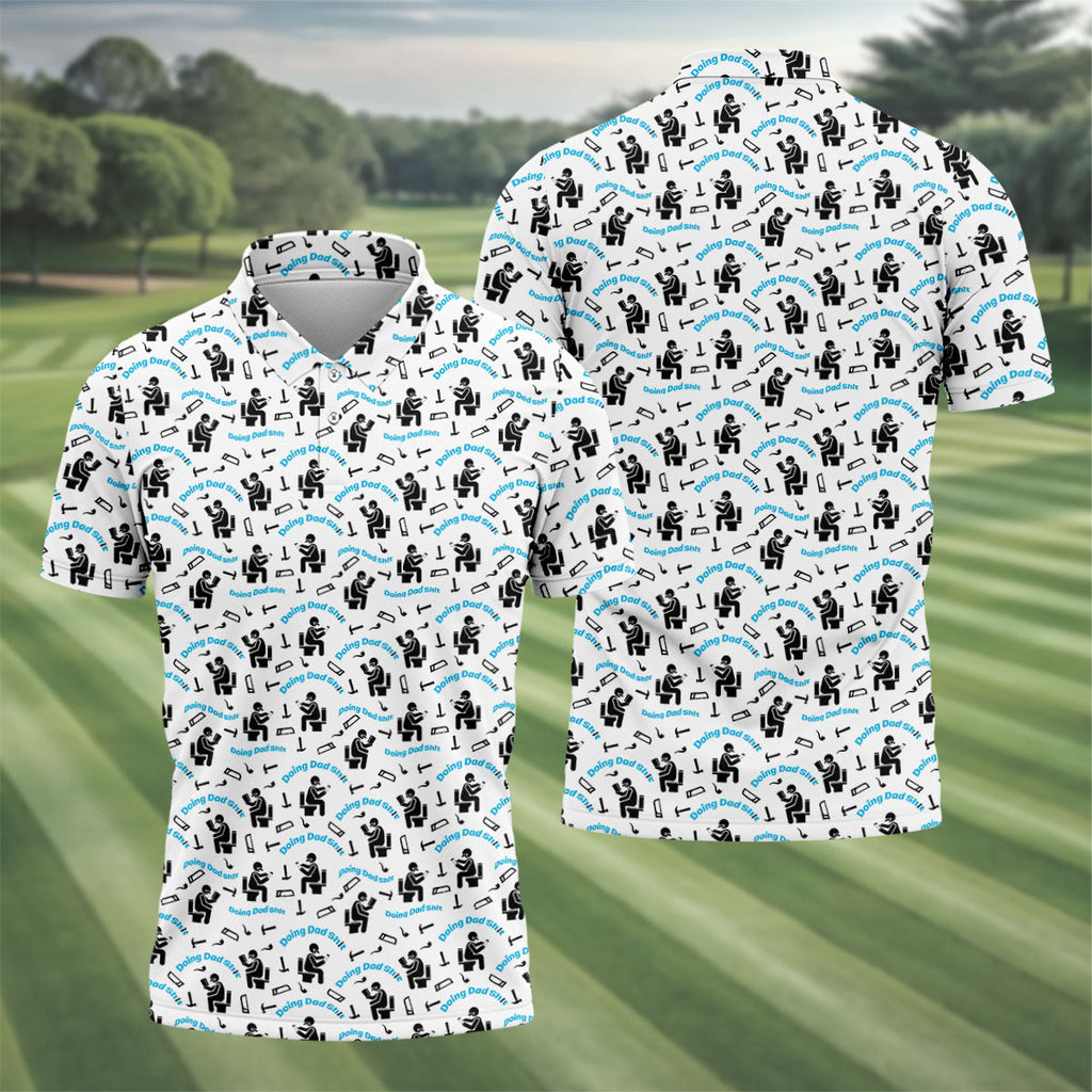 Dad Life Fun Stick Figure Cute Golf Shirt, Father's Day Golf Shirt, Golf Gift For Dad