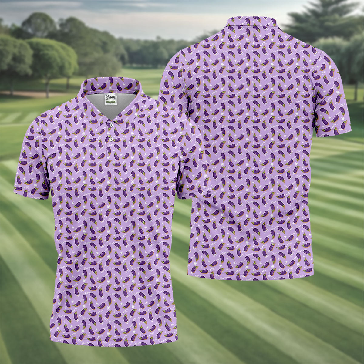 Funny Eggplant Purple Golf Shirt, Fun Golf Shirts For Men, Polo Shirts For Men, Golf Gift For Men
