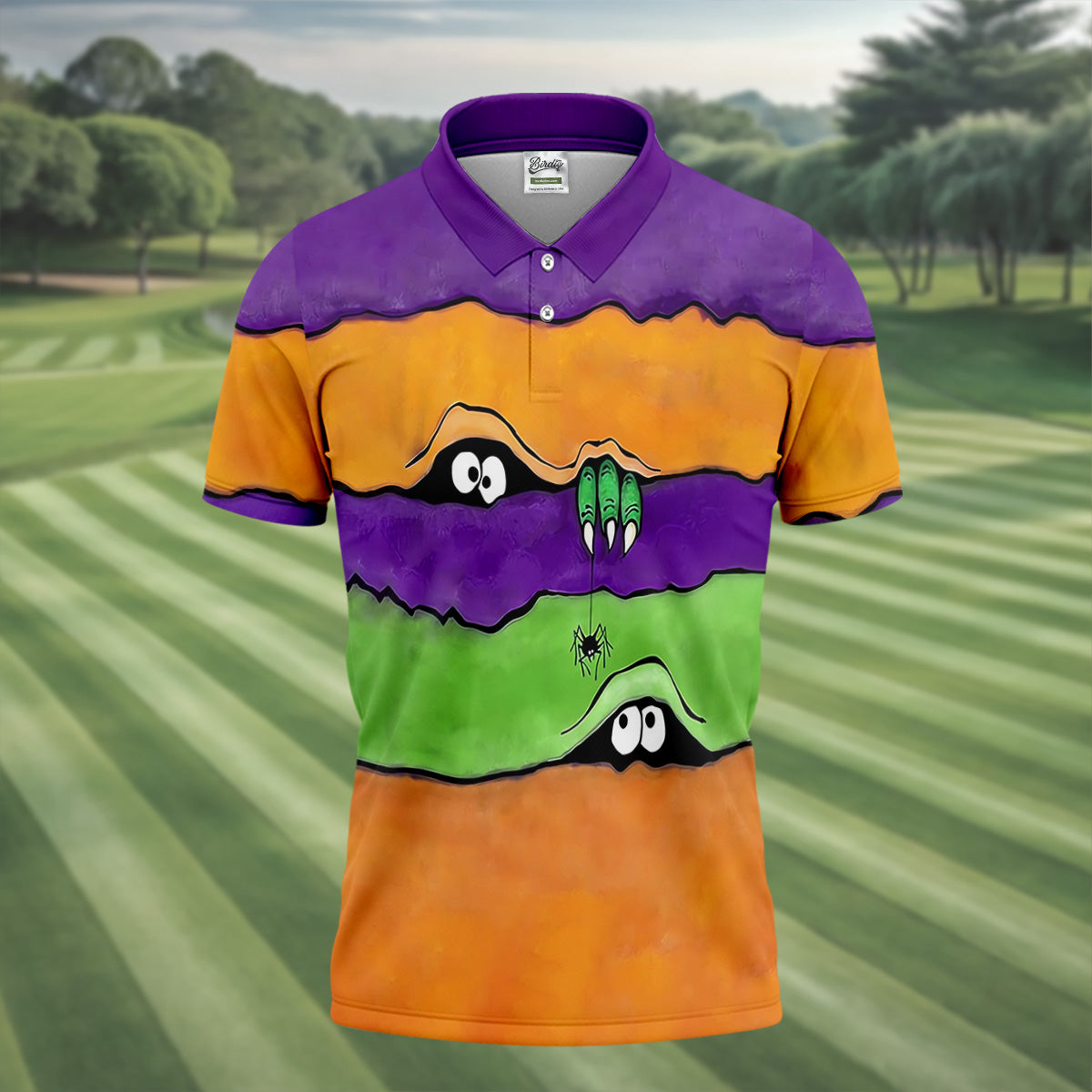 Funny Halloween Peeping Eyes Polo Shirts For Men, Golf Tops For Men, Halloween Golf Shirt