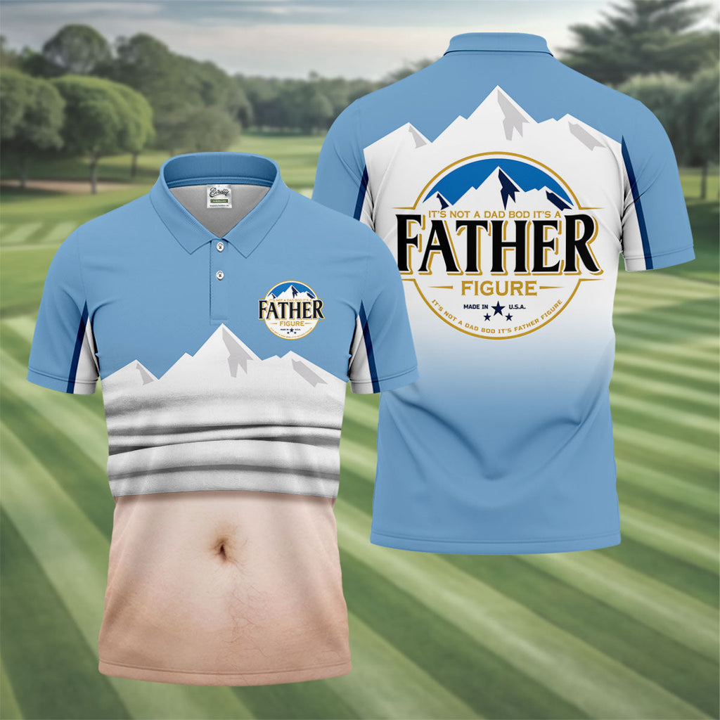 It's Not A Dad Bod It's A Father Figure Men's Funny Golf Polo Shirts, Father's Day Golf Shirt, Golf Gift For Dad