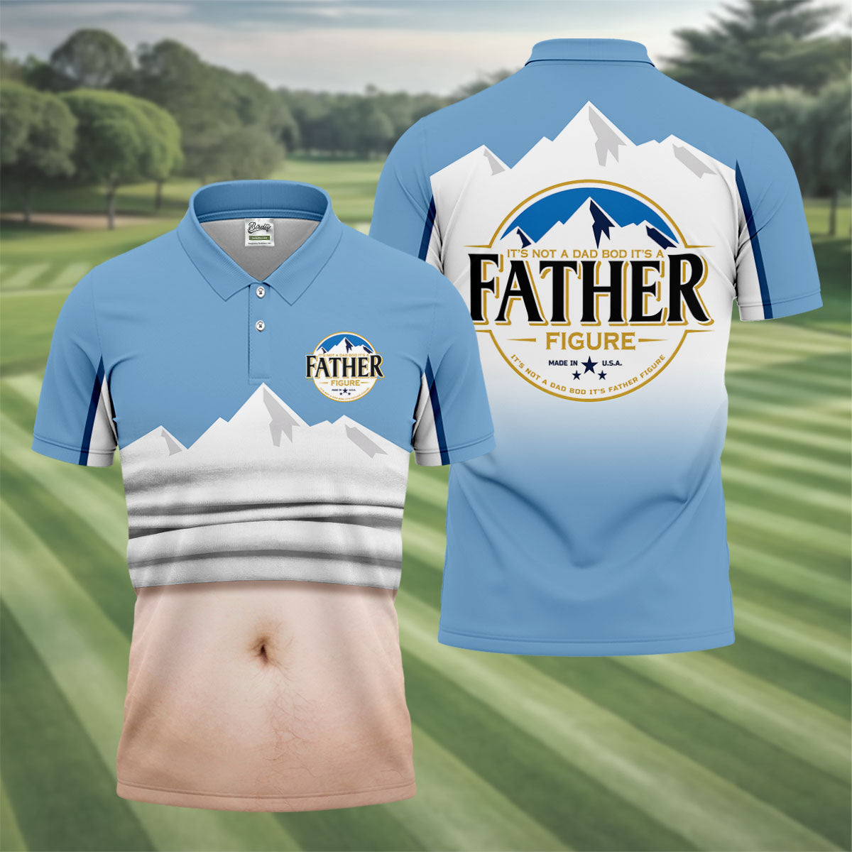 It's Not A Dad Bod It's A Father Figure Men's Funny Golf Polo Shirts, Father's Day Golf Shirt, Golf Gift For Dad