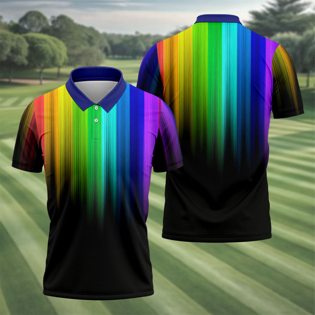 Rainbow Gradient LGBT Support Golf Tops For Men, Gay Pride Month Celebrate Golf Shirts For Men
