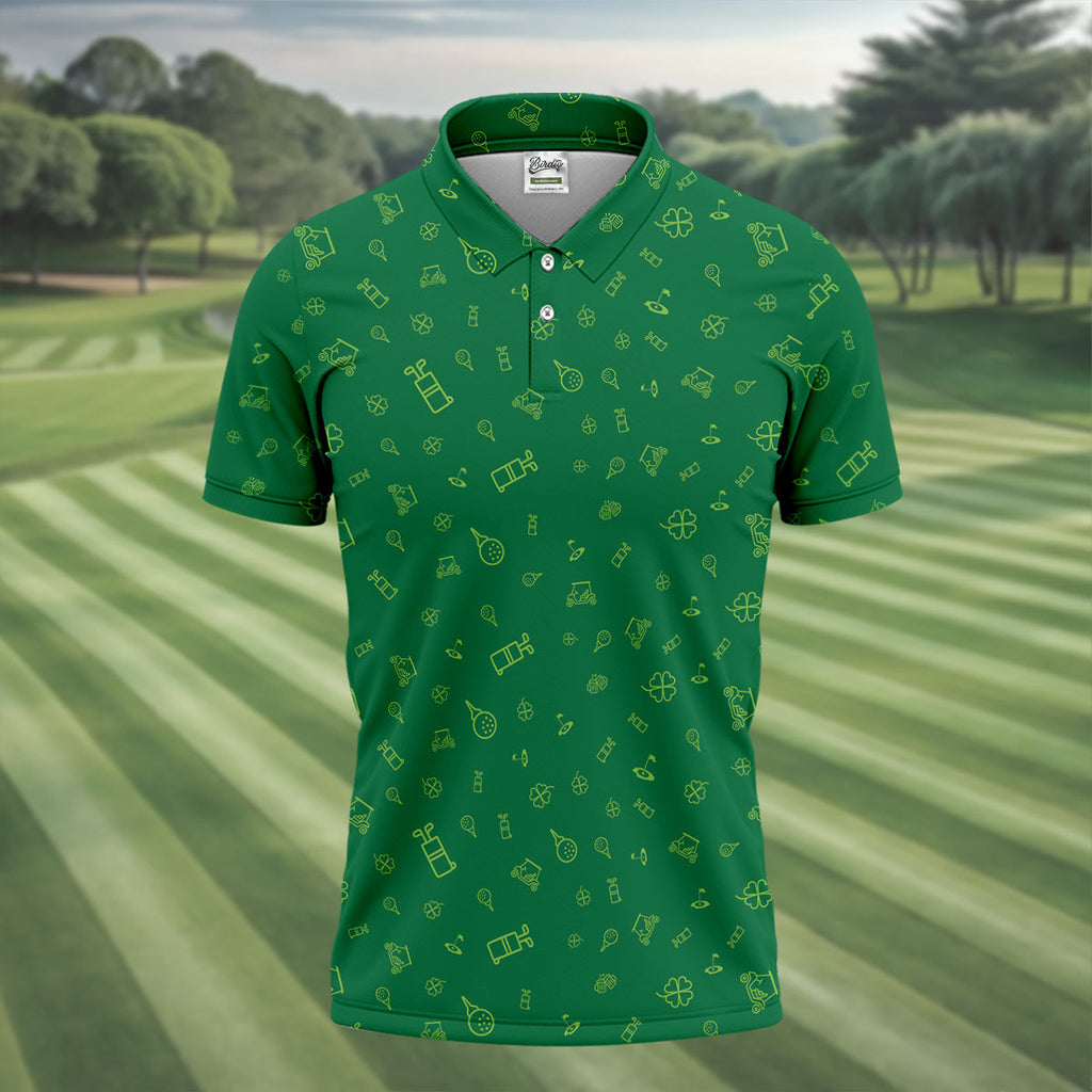 Golf And Beer Lucky Four Leaf Clover St Patrick's Day Green Golf Tops For Men, Golf Gift For Men