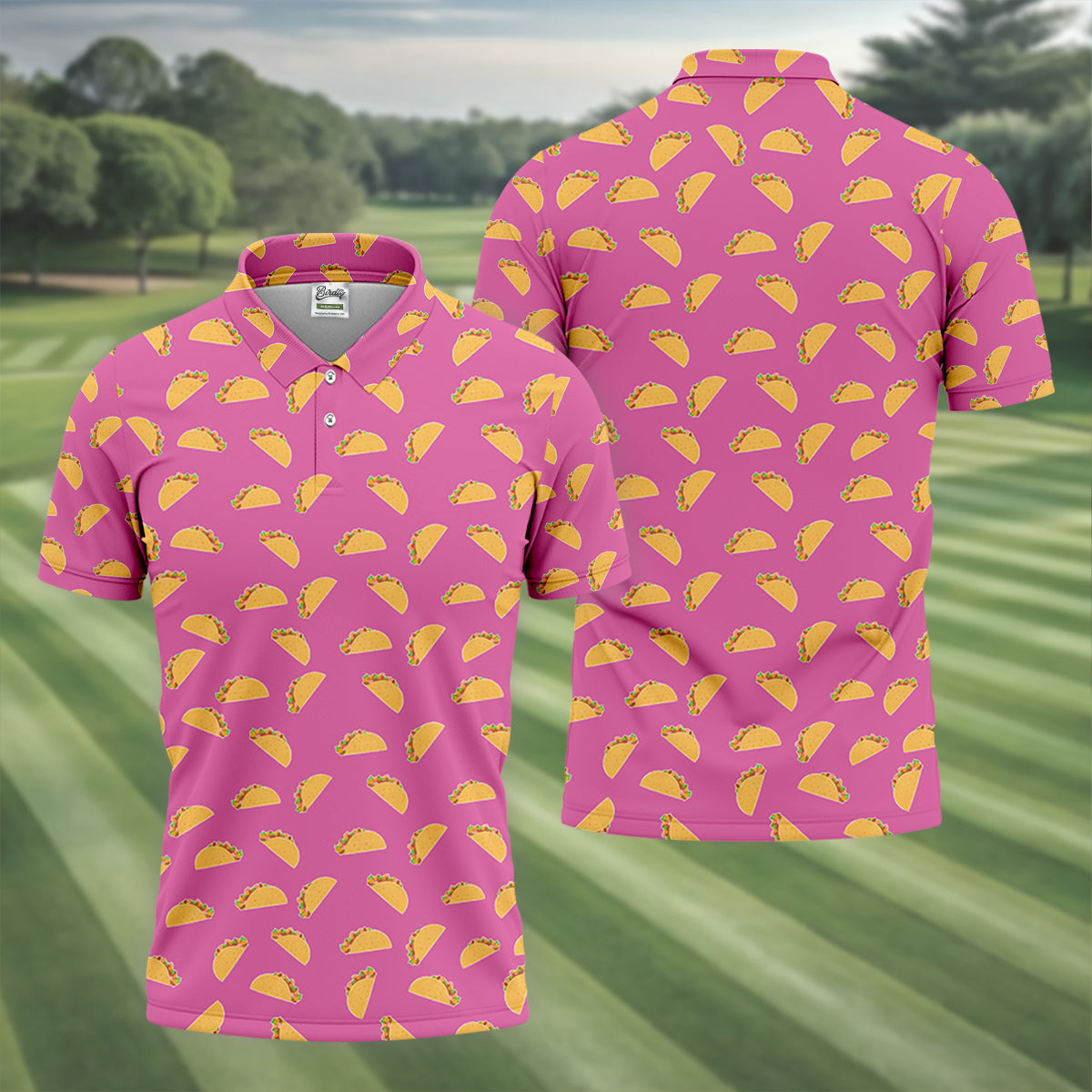 The Pink Taco Seamless Pattern Golf Tops For Men, Polo Shirts For Men, Golf Shirts For Men