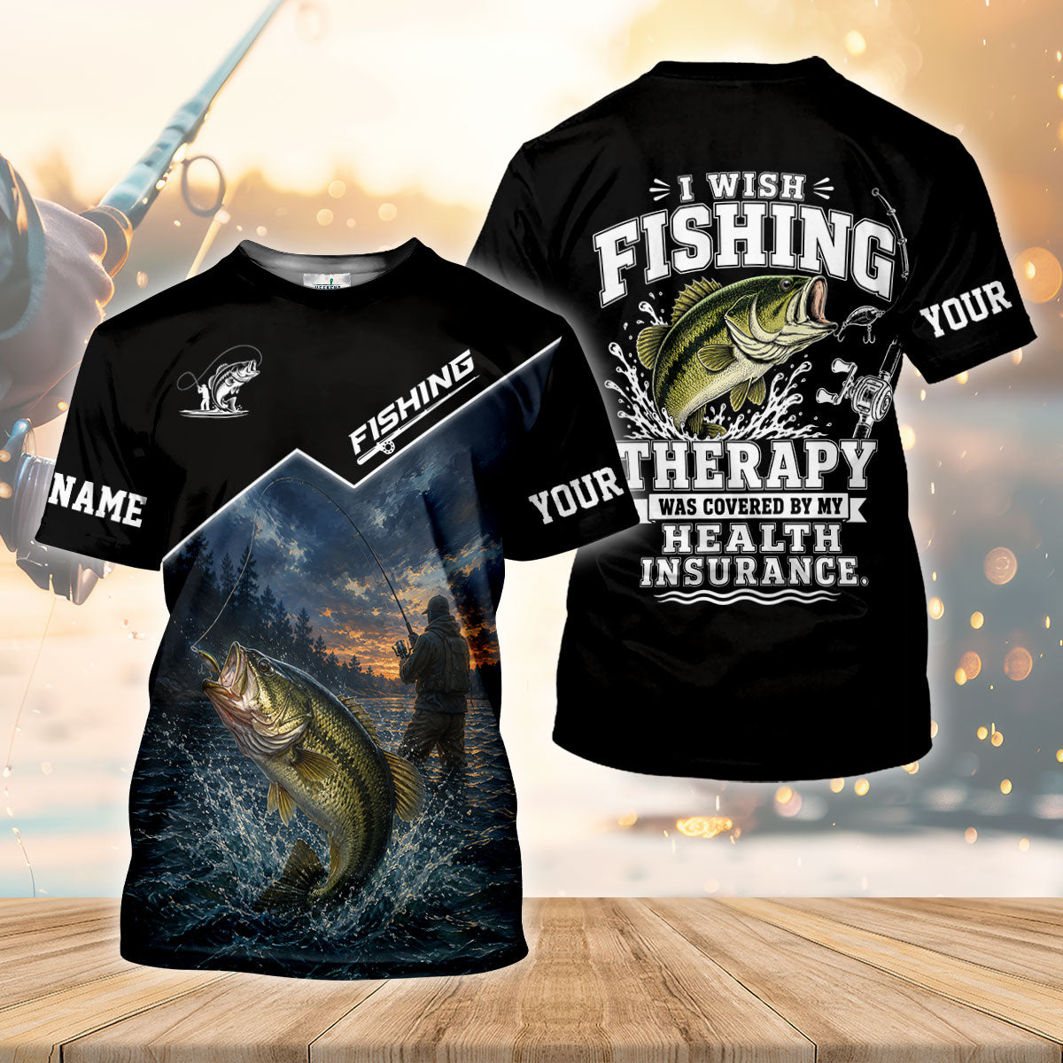 Custom Bass Fishing Lake Sunset UPF Shirt, Performance Fishing Shirt, Fishing Shirts For Women