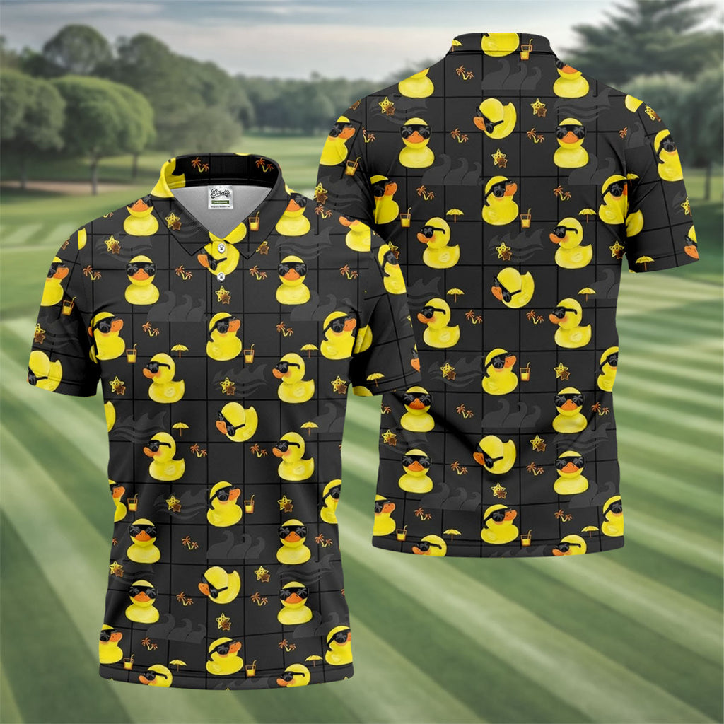 Yellow Rubber Duck Men's Funny Golf Shirts, Black Golf Shirt, Polo Shirts For Men, Golf Shirts For Men