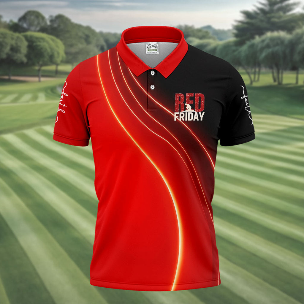 Red Friday Red Black Gradient Faith 4th Of July Golf Shirt, 250 Years Polo Shirts For Men