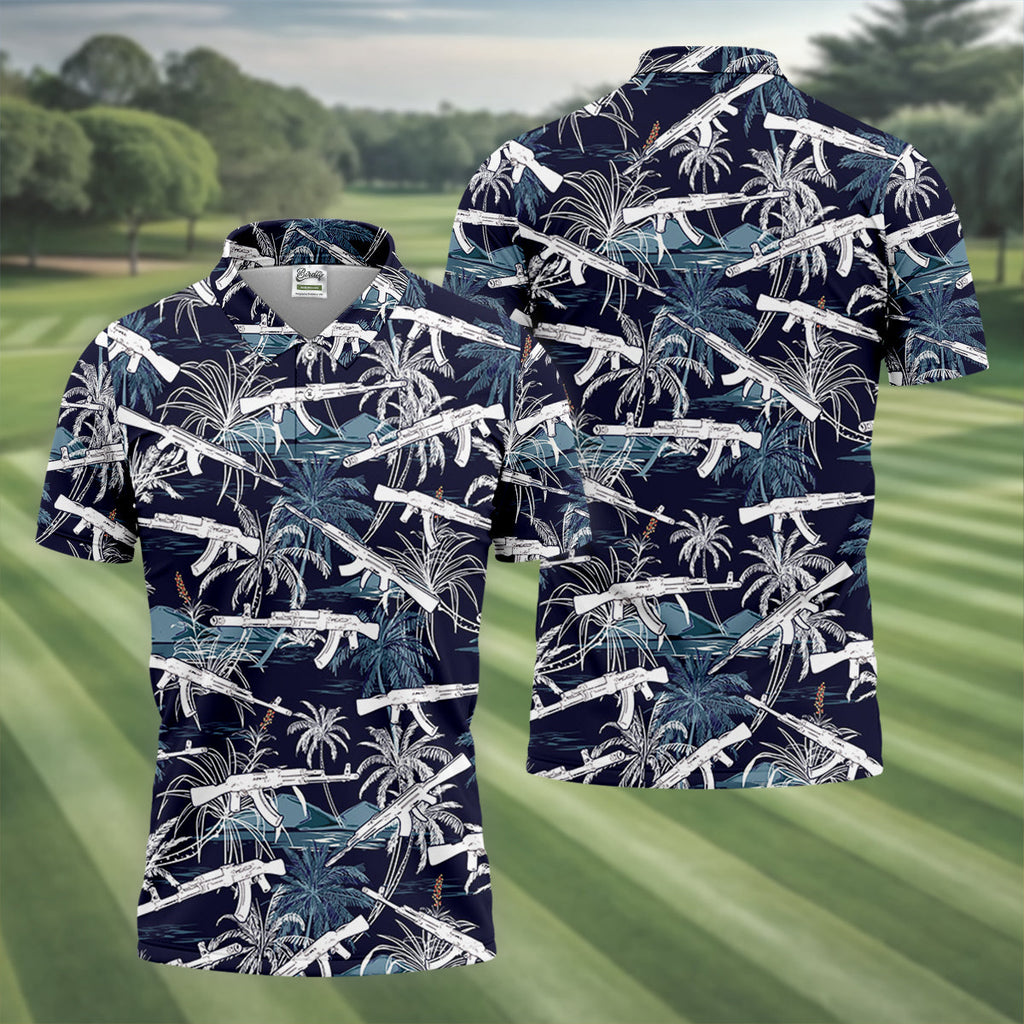Dark Blue Color Army Theme Hawaiian Golf Polo, Golf Shirts For Men, Polo Shirts For Men