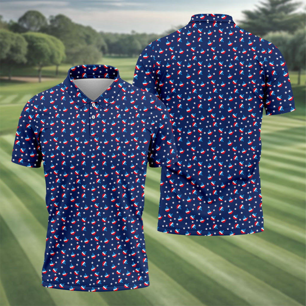Red White Blue Dirty Finger 4th Of July Golf Shirt, Patriotic Golf Shirt, 250th Anniversary Men's Funny Golf Shirts