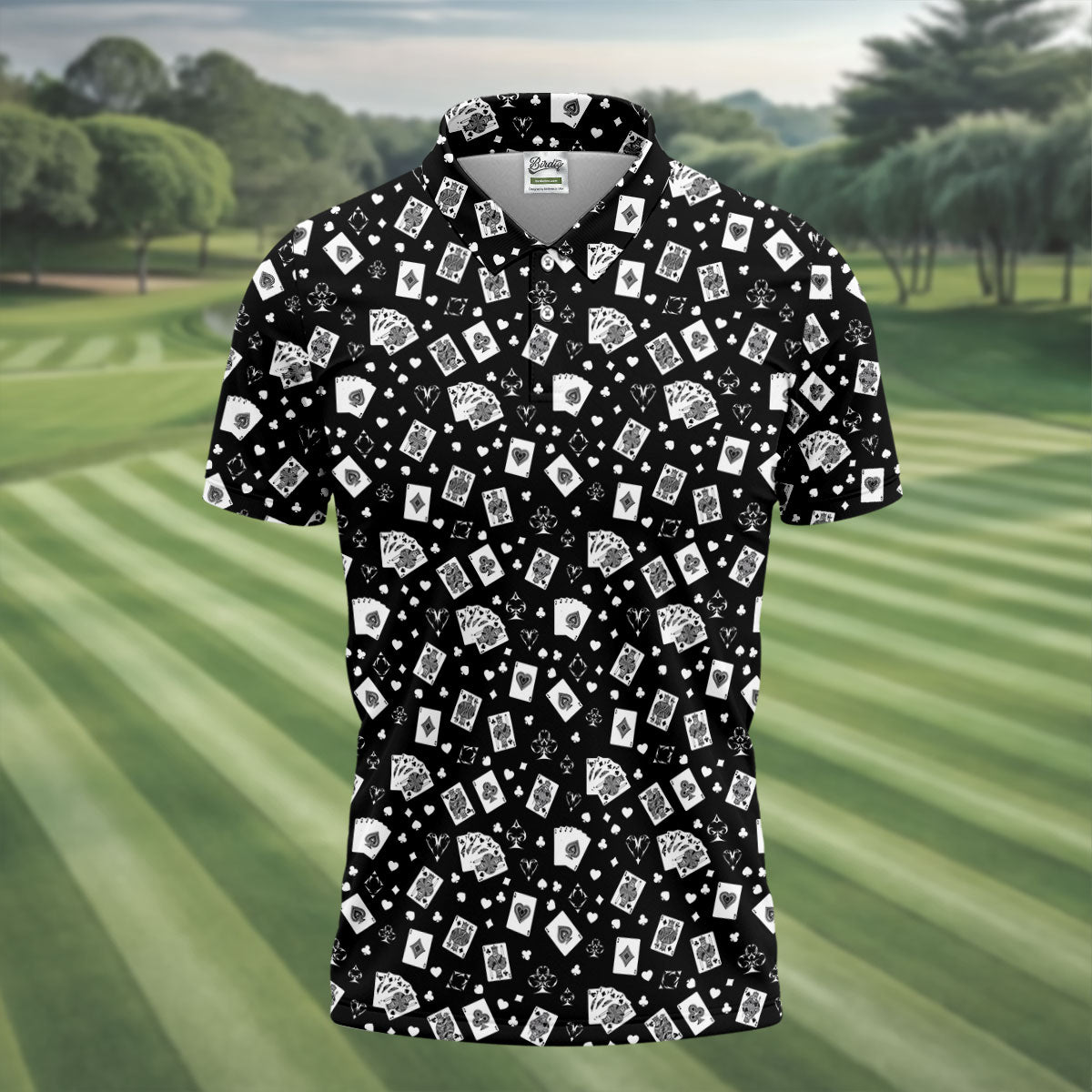 Casino Cards Black Golf Shirt, Golf Tops For Men, Men's Funny Golf Shirts, Golf Shirts For Men