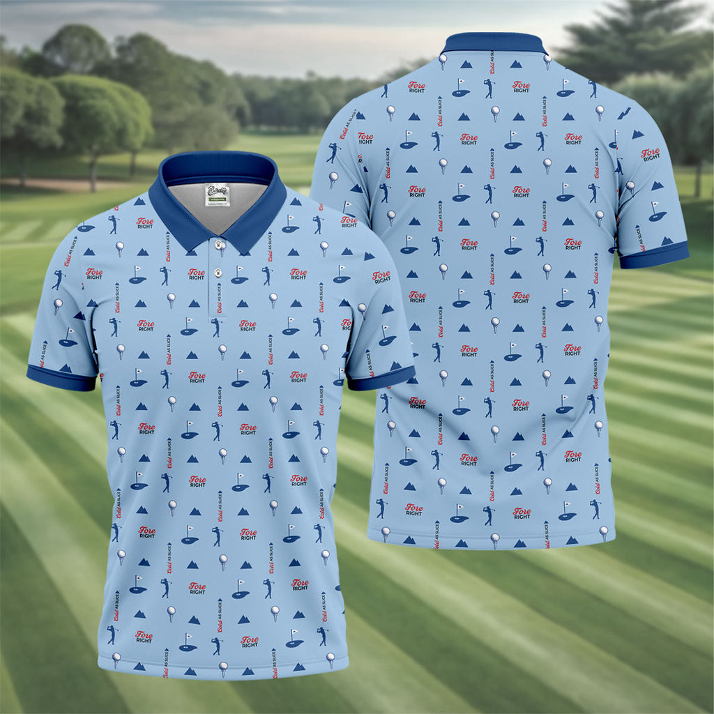 Fore Right Cold As Slice Golf And Beer Golf Shirts For Men, Polo Shirts For Men, Golfing Apparel