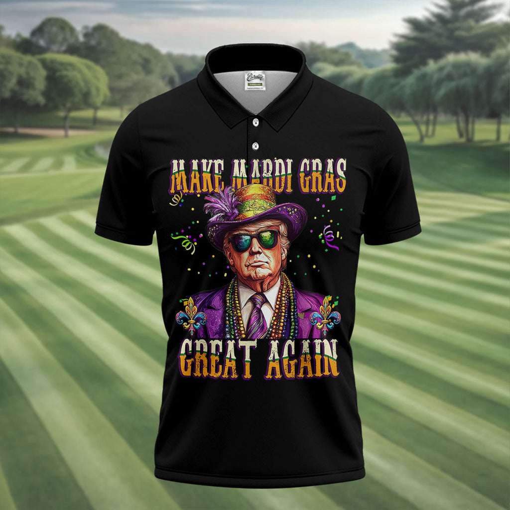 Make Mardi Gras Great Again Men's Funny Golf Shirts, Golf Shirts For Men, Polo Shirts For Men