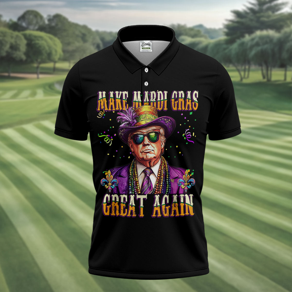 Make Mardi Gras Great Again Men's Funny Golf Shirts, Golf Shirts For Men, Polo Shirts For Men