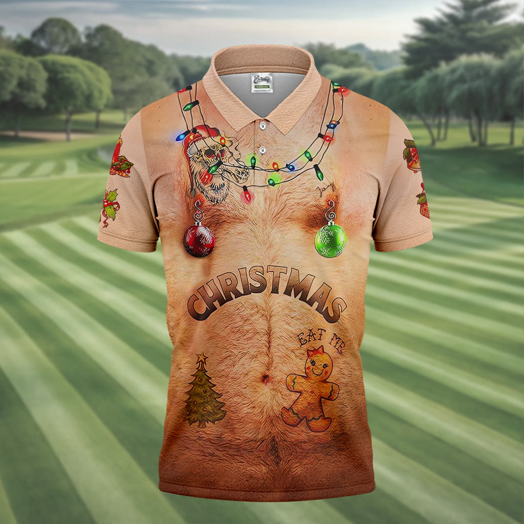 Eat Me Funny Christmas Golf Shirt, Fun Golf Shirts For Men, Unique Gift For Golfer, Polo Shirts For Men
