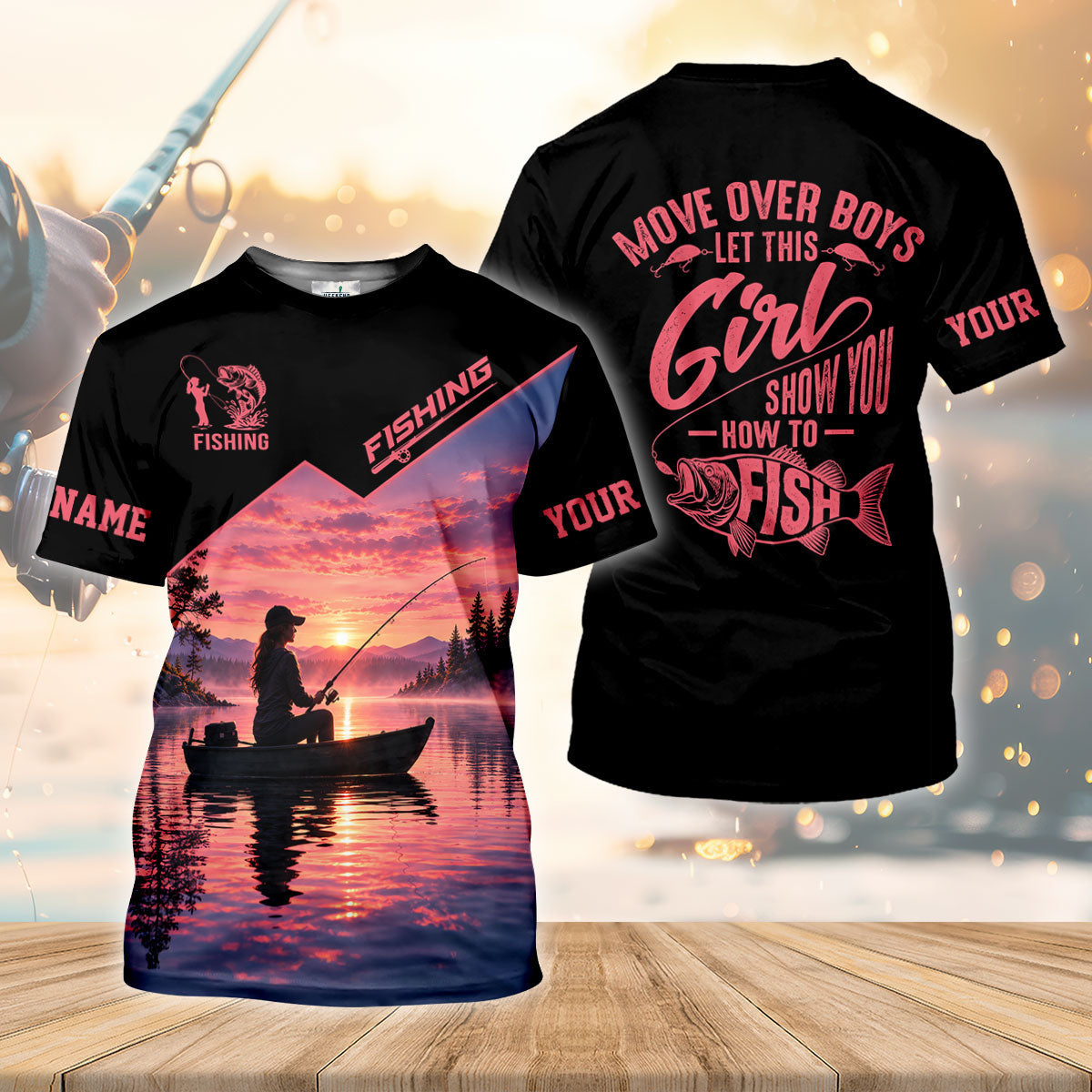 Move Over Boys Girl Shows How To Fish Pink UPF Shirt, Fishing Shirt For Men, Bass Fishing Shirt