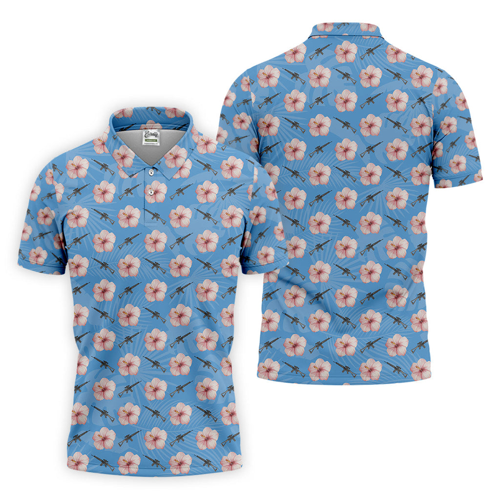 Floral Golf Polo Shirts, Golfing Apparel, Men Golf Gift, Funny Golf Shirt